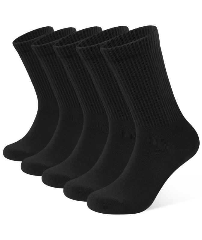 [CLOSEMATE] 靴下 レディース ソックス 通気防臭 無地 吸汗速乾 クルーソックス 黒 綿 蒸れない 年齢不問 白 スクール 高校生 5足入り 四季兼用