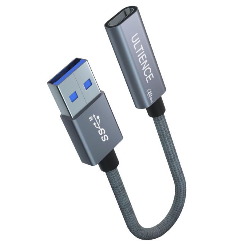 ULTIENCE USB Type-C変換アダプタ |USB A C 変換 USB 3.2 Gen 2 | 10Gbps 高速データ転送 | 60W 急速充電 | MacBook、iPad Pro、Samsung Galaxy 対応（0.1 m、グレー）