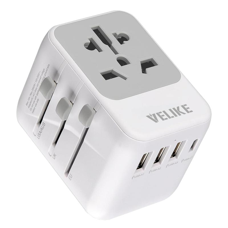 海外 変換プラグ VELIKE コンセント マルチ変換プラグ 海 外用電源プ ラグ 3USB-Aポート 1USB-C 全世界対応 変換器 C/BF/O/Aタイプ マルチアダプター 海外旅行用充電器 200ヶ国以上通用 正規1年