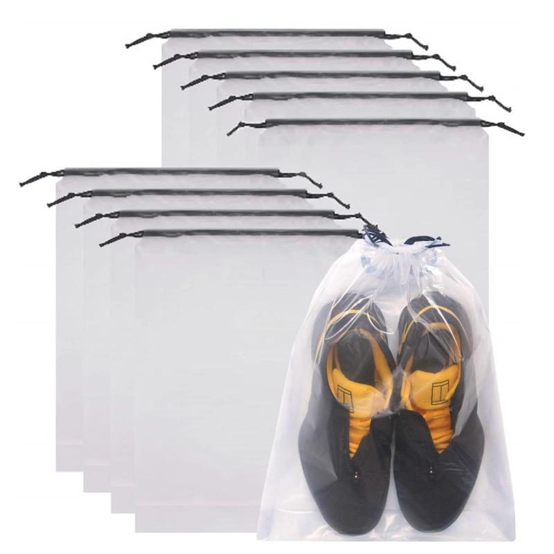JUSTBOKU シューズ袋 靴袋 大人 シューズケース ビニール 巾着 防水 透明 ポーチ 水着入れる袋 きんち..