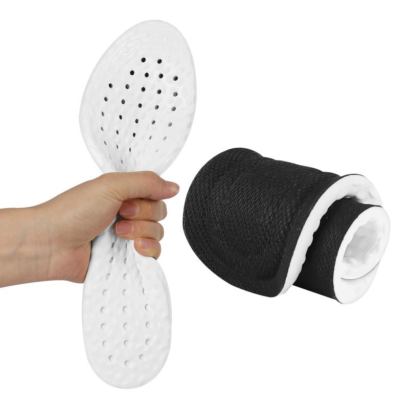 インソール 衝撃吸収 中敷き スポーツ用 超軽量 通気 ラテックス ソフト クッション 立ち仕事 サイズ調整可能 男女兼用 (ブラック, S+M 3541(22.5cm-25.5cm))