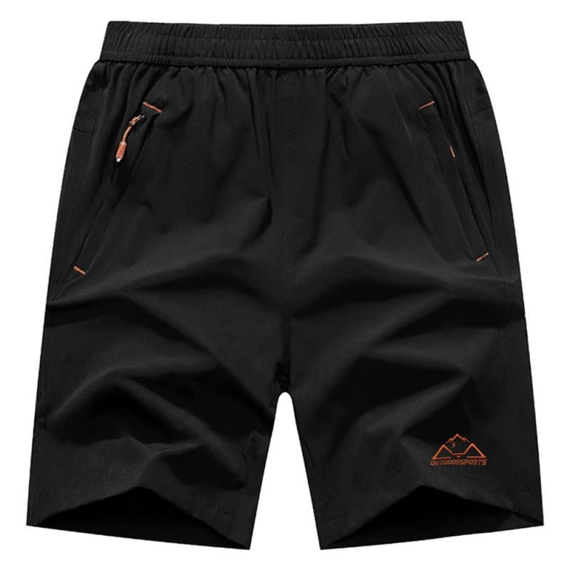メンズ アウトドアパンツ ハーフパンツ 吸汗速乾ズボン スポーツ ランニング ショートパンツ ファスナーポケット付き ブラック1 M