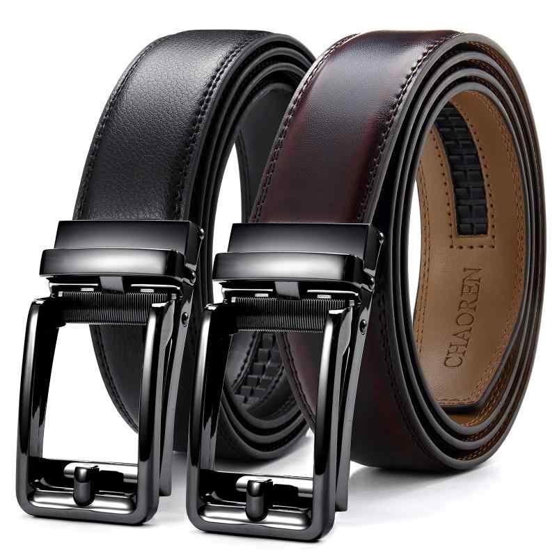 [CHAOREN] 二本セット ベルト メンズ ビジネス 大きいサイズ オートロック 無段階調節 紳士 スーツ 35mm幅 男性ギフト 箱付き