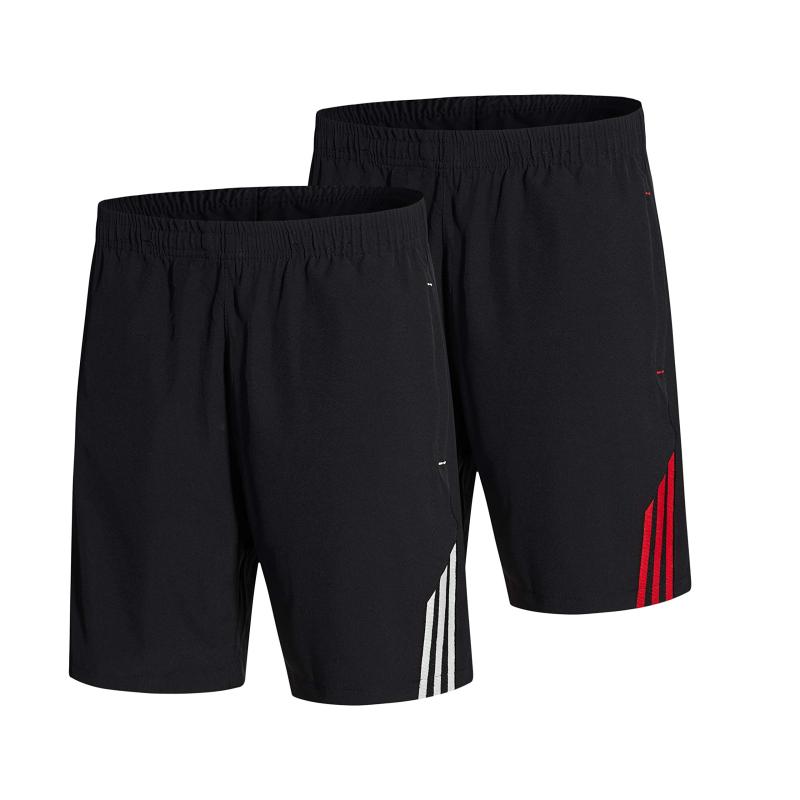 2枚組 メンズフォーシーズンズスポーツパンツランニングショーツ汗吸収性と速乾性フィットネスパンツ調整可能 短パン ショートパンツ メンズ スポーツ ウェア (ブラックレッド, M)