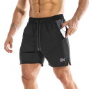 風孔 ハーフパンツ メンズ スポーツ 通気性 吸汗速乾 ストレッチ トレーニング ショートパンツ トレーニングウェア ジム 筋トレ フィットネス 短パン メンズ ジムウェア (ブラック,L)