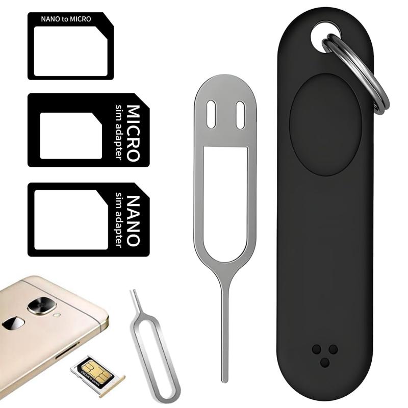 SIMアダプタ SIMカード ピン 2個セット SIMピンケース＆SIMカードアダプター SIMカード 軽量コンパクト 多機能 nanoSIM/microSIM/標準SIM対応 スマホ 携帯 交換工具 セキュリティピン SIM解除 抜き取り