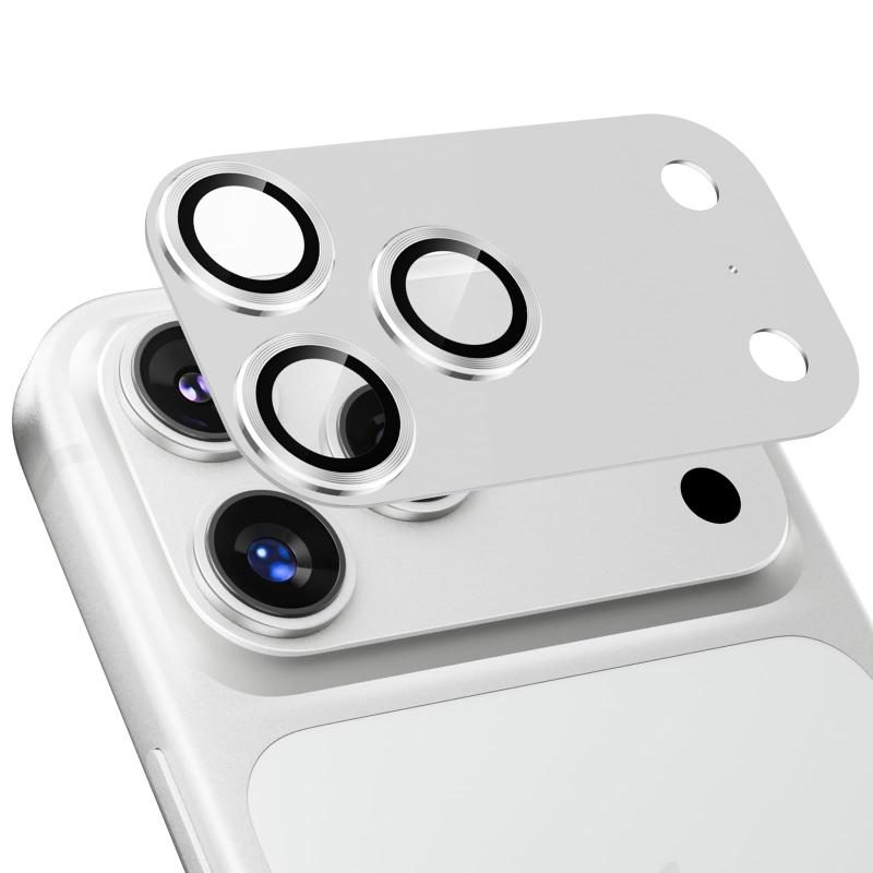 Rakuten - Podick レンズカバー iPhone 17Pro 用 カメラフィルム 全面保護 アルミ合金製 強化ガラス 傷防止 レンズ保護 耐衝撃 アイフォン17プロ 用 カメラ保護 高透過率 黒縁取り 露出オーバー防止 カメラ