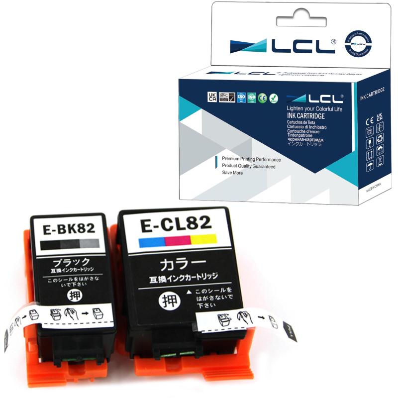 LCL エプソン用 IC82 ICBK82 ICCL82 増量（ 4色セット ブラック カラー） 互換インクカートリッジ 顔料 対応機種：PX-S05B PX-S05W PX-S06B PX-S06W PX-S06BW PX-S06BWT