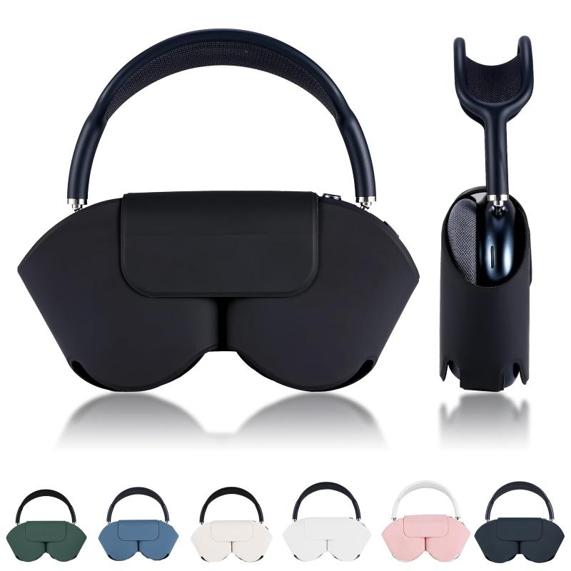 Lukvcoe ポータブルスマートケース for AirPods Max ヘッドセットに対応 マグネット PUレザー カバー 低電力モード対応可 耐衝撃 持ち運びに便利 傷防止 ヘッドフォン ケース - ブラック