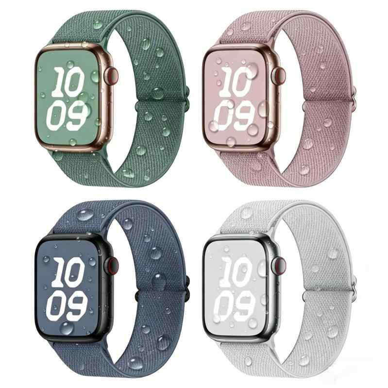 Rakuten - 【4枚入り】 for Apple Watch バンド 42mm（S11/10） 41mm 40mm 38mm 編み込み アップルウォッチ バンド ナイロン 交換ベルト 伸縮性 滑り止めバックル付き iWatch Series11 10 9 8 7 6 5