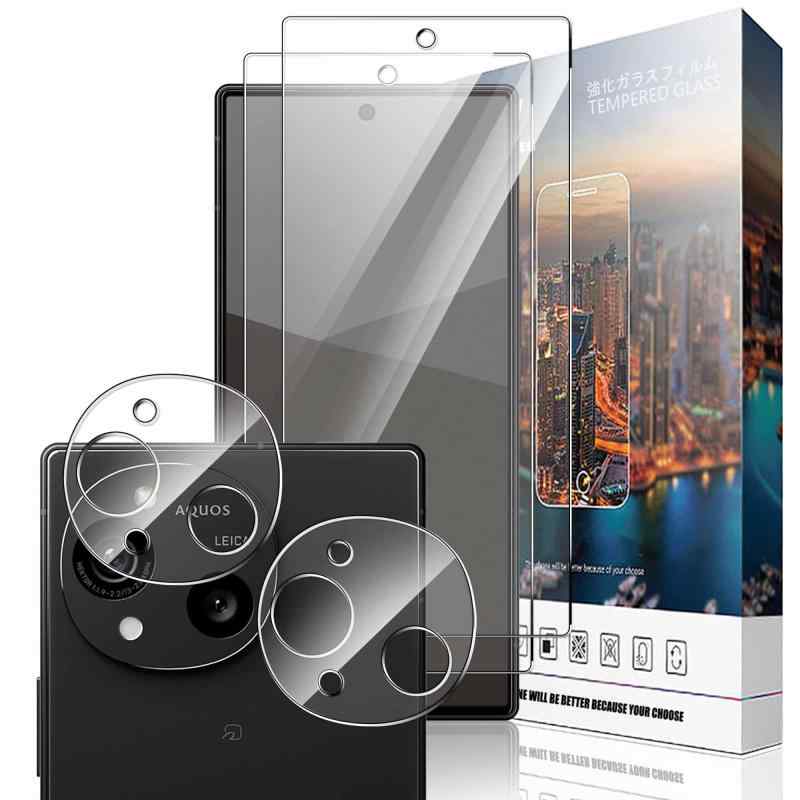 Nutmeg 対応 AQUOS R10 SH-51F ガラスフィルム + カメラフィルム AQUOS R10 フィルム【日本旭硝子素材】SH-51F 強化ガラス 硬度9H 気泡ゼロ 高透過率 飛散防止 耐衝撃 指紋防止【高品質素材】：最高級の強化ガラスを使用し、耐久性と透明度を兼ね備えています。傷や汚れに強く、長期間使用可能です【高硬度9H】：硬度9Hの強化ガラスで、鍵や硬貨などの鋭利な物からの傷を防ぎ、スクリーンをしっかりと保護します【耐衝撃設計】：強化ガラスの多層構造により、落下や衝撃からスクリーンをしっかり守ります。耐久性が非常に高いです【指紋防止】：特殊なコーティングにより、指紋や油分が付きにくく、清潔な画面を保ちます。触り心地も滑らかです【飛散防止機能】：万が一割れても、飛散防止加工により、ガラスが飛び散らず安全です。お子様のいる家庭でも安心して使えます【高透過率】：99%の高透過率で、鮮明な画質と優れた色再現性を保ち、まるで保護膜がないかのような視覚体験を提供します【簡単装着】：付属のクリーニングキットを使えば、気泡が入らずに簡単に貼り付けることができます。初心者でも安心です