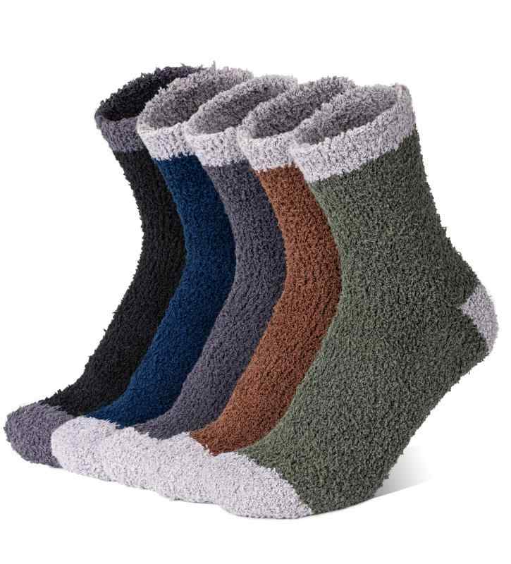 [HASOME] ルームソックス メンズ あったか 厚手 パイル靴下 もこもこ 防寒 部屋着 冷房対策 冬 おしゃれ (27~29cm, マルチカラー（5足セット）)