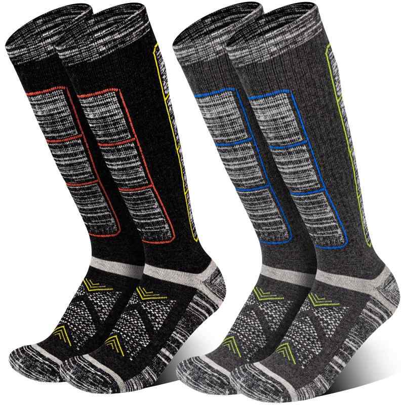 [HASOME] スノーボード スキー 靴下 スキーソックス 2足セット 厚手 防寒 抗菌防臭 吸汗速乾 ウィンタ..