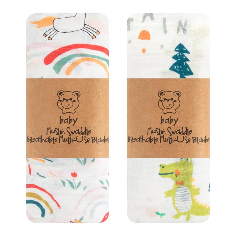 おくるみ ベビーブランケット ガーゼ スワドル バスタオル 赤ちゃん毛布 授乳ケープ プレイマット布団 ダブルガーゼ 可愛い 夏用 保温 吸水 速乾 新生児 出産祝い ガーゼタオル 綿100％ 2枚