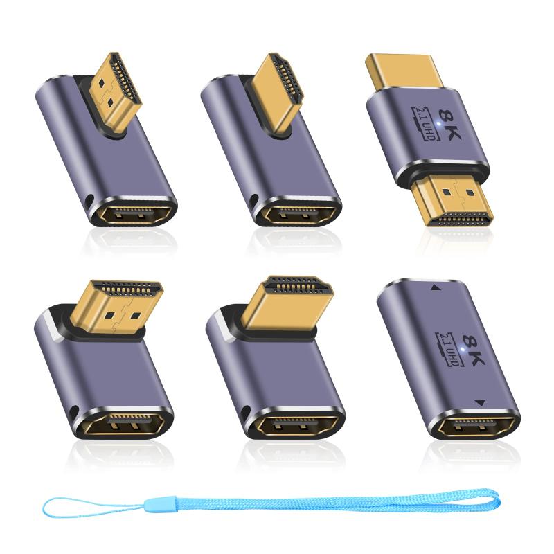 Rakuten - Duttek 8K HDMI変換アダプター (6パック) 48Gbps HDMI to HDMI変換アダプター 8K@60hzビデオ対応 LEDワーキングライト付き