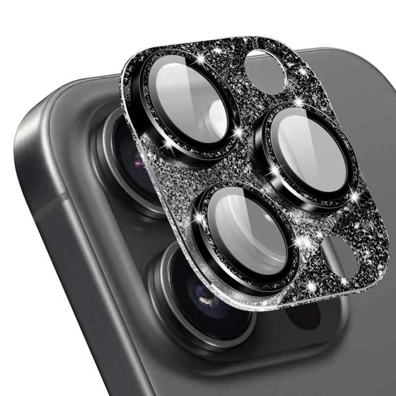 Rakuten - WoPail カメラフィルム iPhone 16 Pro/iPhone 16 Pro Max 対応 カメラ保護 強化ガラス+アルミ合金 カメラカバー キラキラ レンズカバー キズ防止 耐衝撃 高透過率 貼り付け簡単 レンズ保護 アイフォン16