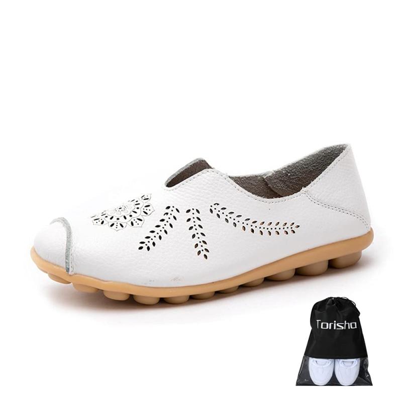[Torisha] レディース モカシン ローファー カジュアル シュ ドライビングシュ ママシューズ ナースシューズ ンスリップ靴です 柔らかい 摩擦に強いです 歩きやすい 22.5~27.0サイズ ホワイト 24.