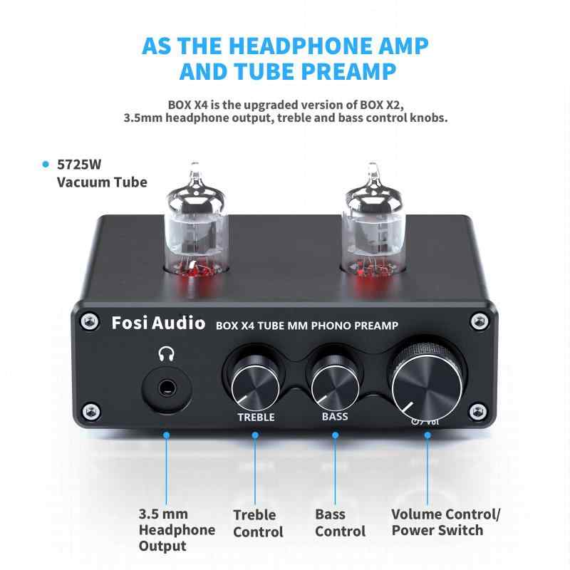 Fosi Audio BOX X4フォノプリアンプ＆ヘッドフォンアンプ 6J1真空管搭載 MMターンテーブル用蓄音機用プリアンプ レコードプレーヤー用プリアンプ ボリューム・ベース・トレブルコントロール付 root-house-10140814 RoothouseStore サンプル画像3