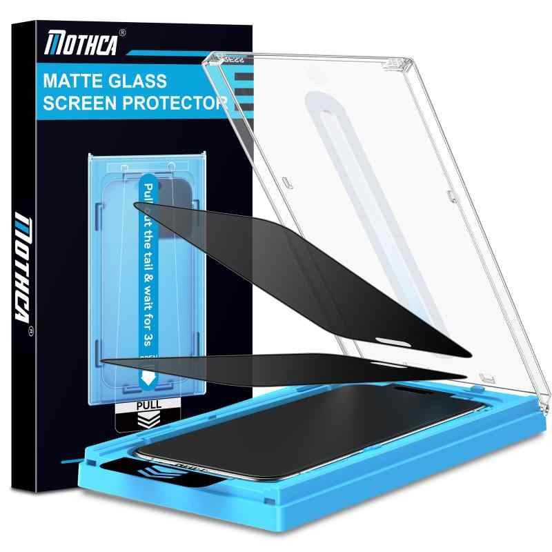 Mothca iPhone 14 Pro用 ガラスフィルム 覗き見防止 2枚 いphone14pro 保護フィルム さらさら 自動位置決めボックス 貼り付け超簡単 失敗なし 全面保護 強化極細黒縁 気