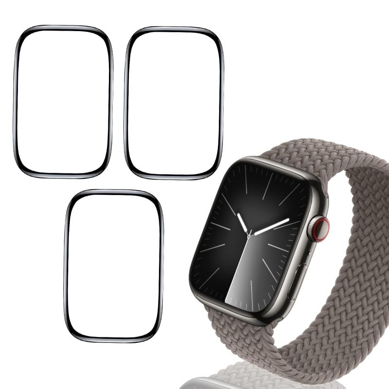 Rakuten - 【Fierymoto 3枚セット】 用 Apple Watch series 9 / 8 / 7 45mm フィルム ガラスフィルム PET複合材 炭素繊維 用 Apple Watch series 9 保護フィルム カバー キズ防止 耐衝撃 飛散防止