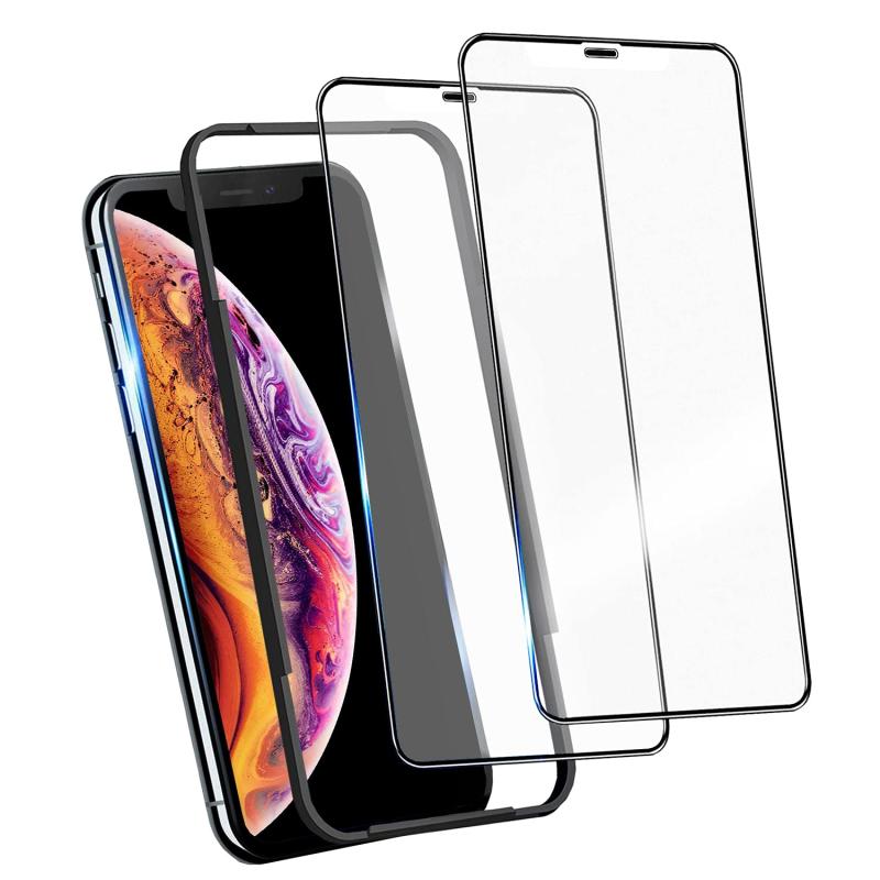 Rakuten - DZHFU 【2枚入り】For iPhone11Pro iPhoneX Xs 強化ガラスフィルム (2枚) 高感度なタッチ感/指紋付着防止/高透過率/硬度9H/気泡ゼロ/貼りミスゼロ/飛散防止 全面保護 (5.8インチ) ガイド枠付き携帯電話