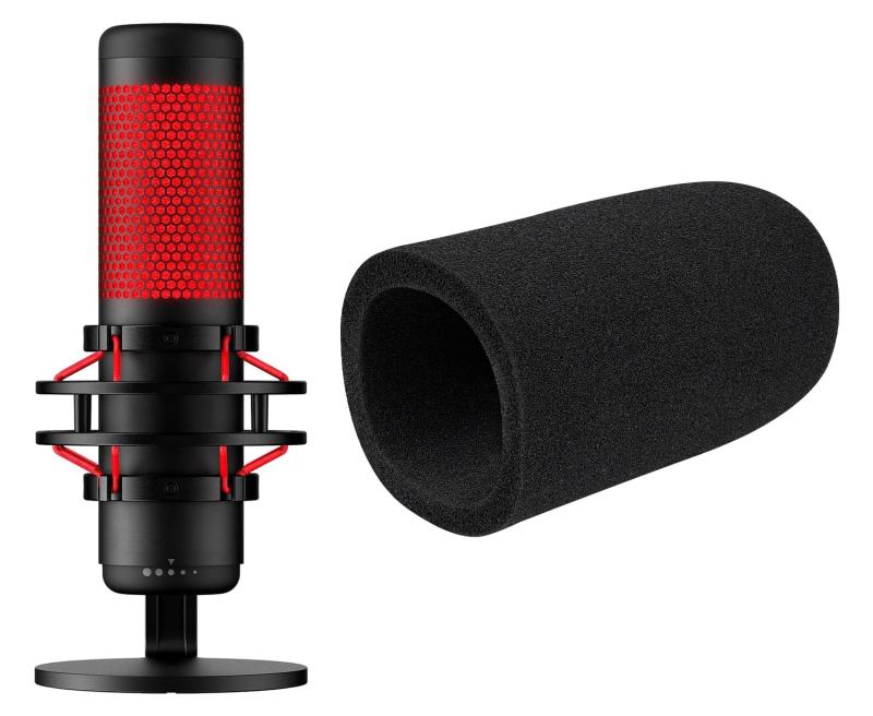 SOULWIT マイクフォーム保護カバー ポップフィルター for HyperX QuadCast/QuadCast S/QuadCast 2S 用 マイクスポンジフィルター Mic 用 フォームカバー ウィンドスクリーン 交換用 マイクスポンジ 防風カ