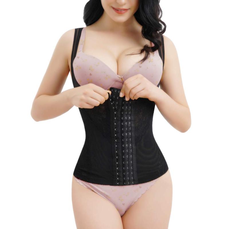 [Sawaiko] ウエストニッパー コルセット 補正下着 背筋 レディース 調整可能 お腹引き締め くびれ シェイプ 通気 伸縮 花柄（ブラック、M）