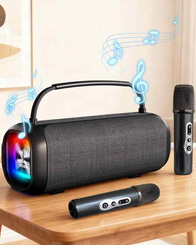 ワイヤレスマイクスピーカー Bluetooth 5.3 Hoshikou Denpa カラオケマイクセット 拡声器内蔵の大容量バッテリー 充電式ポータブル拡声器はUSB/TF/AUXに対応 家庭用ミニアンプ、ブルートゥースワイ