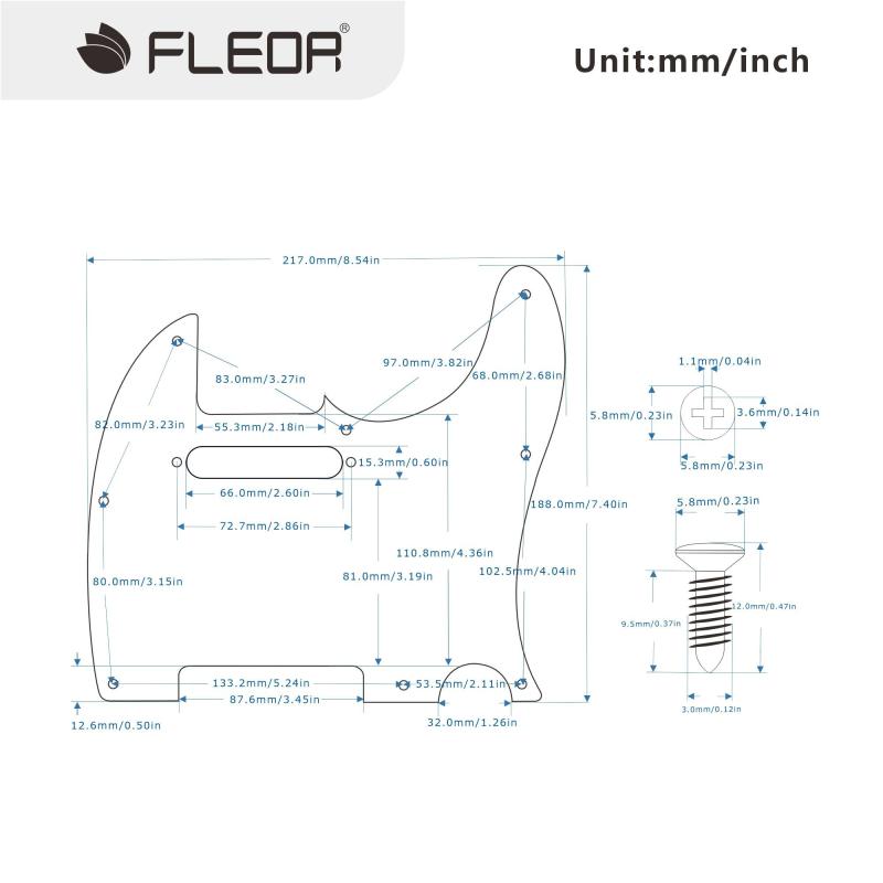 FLEOR 8穴テレピックガード（ネジ付き）USA/MX標準テレキャスターピックガード交換、1プライ透明 root-house-10154392 RoothouseStore サンプル画像2
