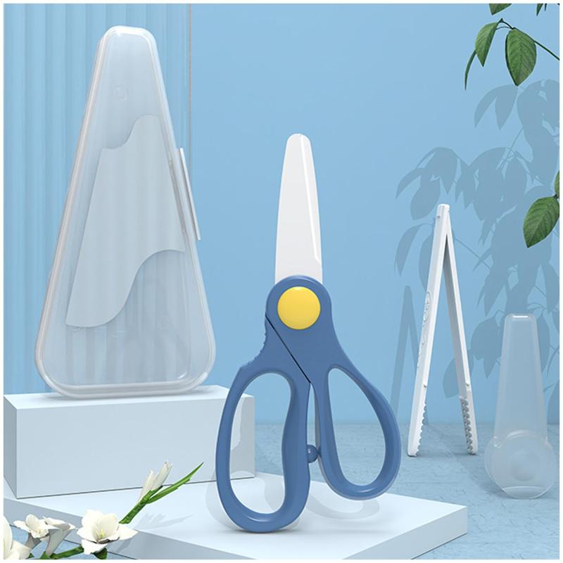 ENZUOセラミックはさみ 幼児用食事はさみ 離乳食 介護食べ物はさみ 麺きりハサミ 料理 野菜切る ベビー..