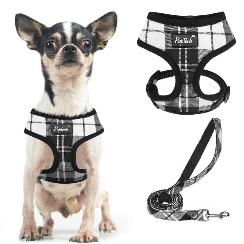 Pet Goods - PUPTECK 犬 ハーネス リード セット 犬用 胴輪 はーねす 調節可能 着脱簡単 軽量 メッシュ 通気性 快適 ソフト 反射材付き 引っ張り防止 抜けない 喉に優しい 耐久性 散歩 安全 しつけ用 老犬介