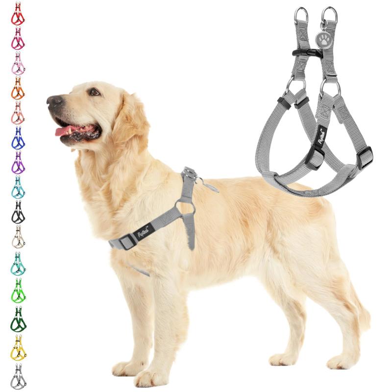 PUPTECK 犬 ハーネス 迷子札 犬 胴輪 犬用ハーネス 喉に優しいハーネス ペット用品 ドッグ はーねす 調節可能 着脱簡単 軽量 通気性 快適 負担が少ない 耐久性 引っ張り防止 安全 夜間反射 IDタ