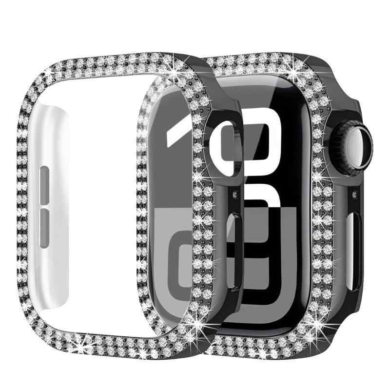 YAODLE Apple Watch ケース アップルウォッチ カバー Series SE3/SE2/SE/6/5/4 40mm 対応 PC素材 グリッターApple Watch保護ケース デザイン 全面保護 防塵 キズ防止 軽量(40mm，ブラック)