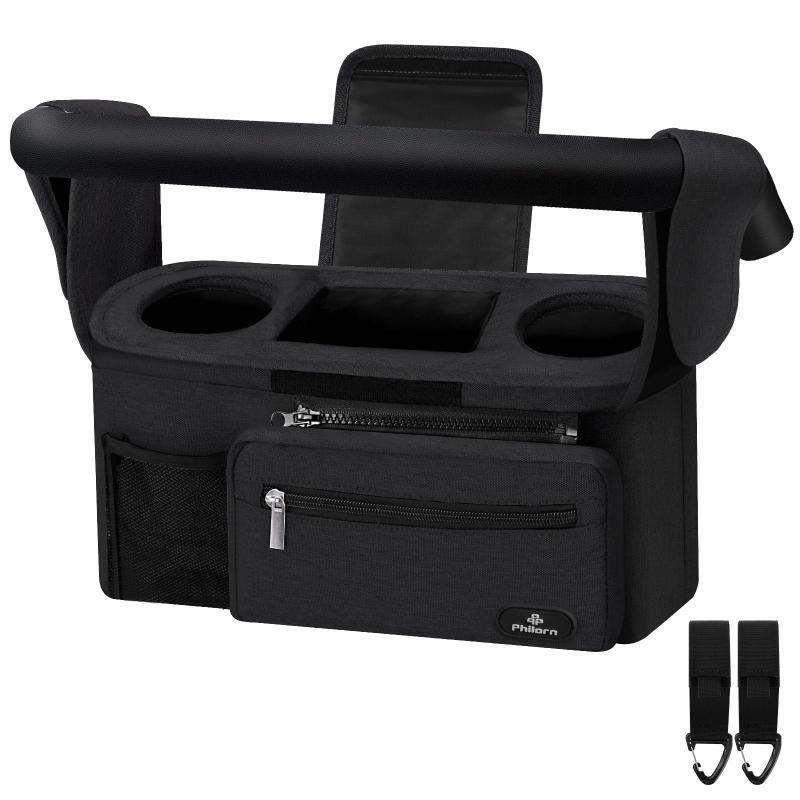 Philornベビーカー バッグ 手持ち肩掛け2way 大容量 撥水丈夫軽量便利 ベビーカー用バッグ ドリンク ホルダー おむつポーチ 哺乳瓶 スマートフォン 収納 多機能 取り付け簡単オーガナイザー 🧤【高品質素材】ベビー...