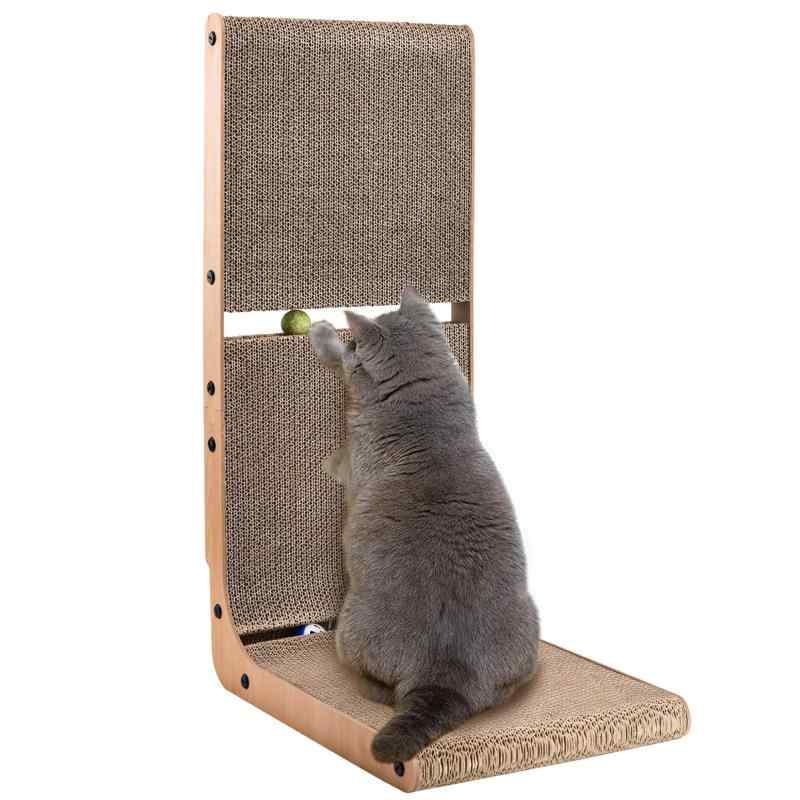 Rakuten - AUSCAT 猫 爪研ぎ 段ボール ガリガリウォール L字型猫 つめとぎ おもちゃボール付き 縦型 H69cm