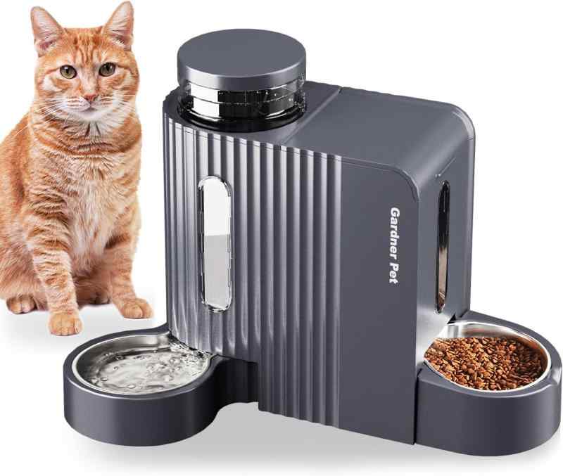Gardner Pet 6L 大容量 ステンレスx2 無電重力式 自動給餌器 猫 犬一体型 おしゃれデザイン 自動餌やり機 ステンレス製ボウル 取り外し可能 丸洗い可能 犬猫兼用 留守番