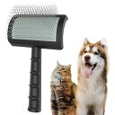 Roczential 犬用ハードスリッカーブラシ - 大型犬ペット用エクストラロングピンスリッカーブラシ グルーミングワイヤーブラシと毛刈り (ブラック)
