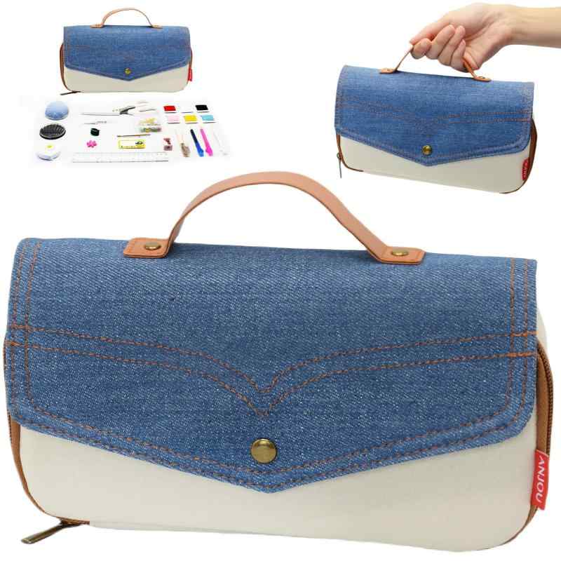 裁縫セット さいほうセット 小学生 裁縫箱 ソーイングセット 女の子 かわいい 携帯便利（denim-white）