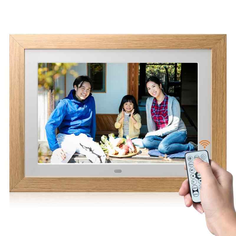 BWJBSW デジタルフォトフレーム 10.1インチ 1280×800 WiFiなし デジタル写真立て リモコン付き 写真/動画再生 256 GB SDカード/USBメモリ対応 自動回転 取り外し可能な木製フレーム 無料操作簡単 母