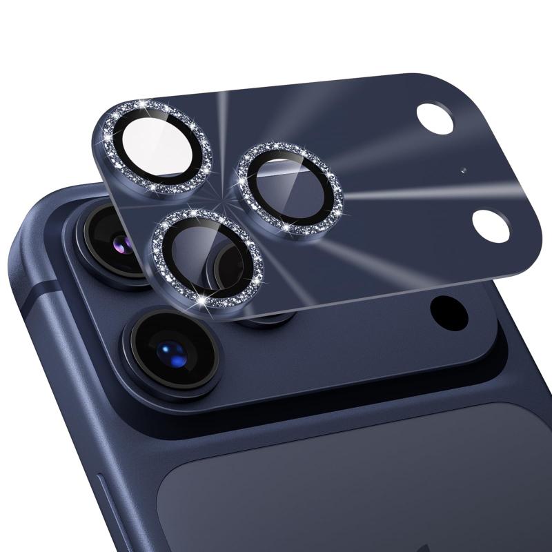 Podick カメラフィルム iPhone 17 Pro 用 カメラカバー キラキラ 9H強化ガラス 全面保護 アイフォン 17 Pro 用 カメラ保護 ピカピカ キズ防止 耐衝撃 高透過率 黒縁取り 露出オーバー防止 いphone17pro