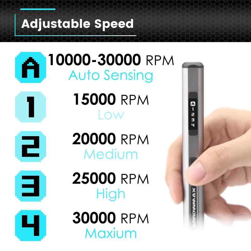 ARROWMAX コードレス充電式電動彫刻ペン 42ビット アルミケース、スマートモーションコントロール、OLED、Bluetooth、APP、ワイヤレス磁気充電、DIY用ダイヤモンドチップエッチングツール (SGS PRO)