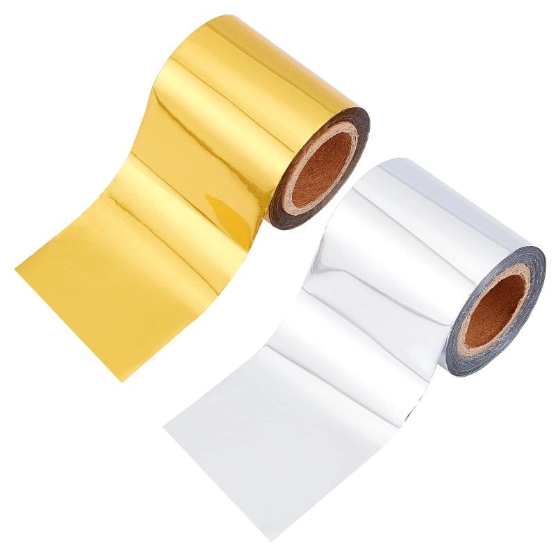 Rakuten - SUPERFINDINGS 2巻セット 熱転写箔紙ホット箔転写シート 金属ホットスタンピング箔ロール 箔羽ペン/熱箔ペン66Ftx2inch/ロール DIYのクラフトのスクラップブッキングカードゴールデンシルバー用