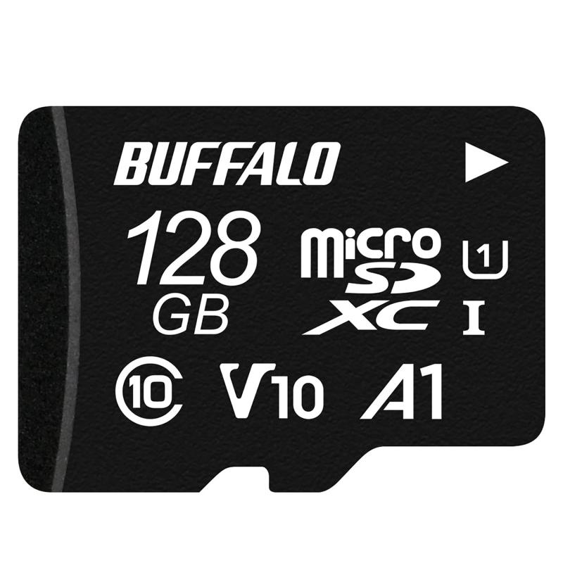 【】バッファロー microSD 128GB 100MB/s UHS-1 U1 microSDXC【 Nintendo Switch 対応 】V10 A1 IPX7 Full HD RMSD-128U11HA/N個体により製品本体のデザイン・表記が一部異なる場合がございますが仕様上問題ございません。 (個体により製品本体にA1の印字がない場合がございますが、アプリケーション パフォーマンスクラス1に対応しております。)【対応機種(128GB/64GB)】SDXC対応SDメモリーカードスロット搭載機器 USBポート搭載パソコン(SDXC対応USBカードリーダ/ライタを使用)【最大転送速度】100MB/秒 【動作環境】防水(IPX7) 耐温度(-25℃~+85℃) 耐衝撃 耐振動 耐X線【フルHD動画の長時間録画に】UHSスピードクラス1 Video Speed Class 10に対応。フルHD動画の長時間録画に最適【年数】購入から1年間のつき【著作権保護機能】CPRM技術を採用した著作権保護機能を搭載により 録画データの持ち出し SDカードへの録音が可能【スピードクラス】UHS-I Class1(SD Bus使用時はClass10)ビデオスピードクラス V10 アプリケーションパフォーマンスクラス A1【主な付属品】microSD → SD変換アダプター、ご利用の手引き 製品本体はアダプターに挿入された状態で梱包されています。外形寸法(幅×高さ×奥行) 11×15×1mm 本体のみ(突起部除く)【】簡易包装箱でお届けします。UHS-I スピードクラス1対応なので幅広い機器での使用が可能。スマートフォンやパソコンでのデータ保存はもちろん、Nintendo Switchの容量拡張にもおすすめです。