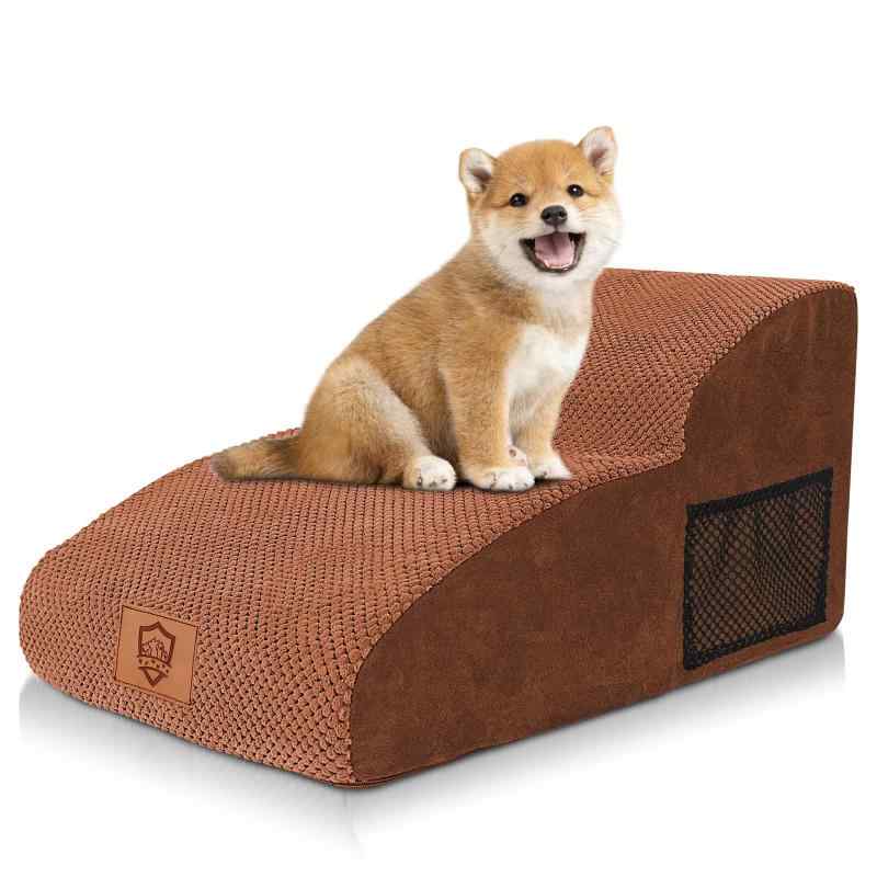 ZNM 犬 階段 ステップ ドッグステップ ペットステップ 2段 犬用踏み台 スロープ 滑り止め 高密度スポンジ安定性よい 取り外し可能カバー 洗濯便利 耐荷重22KG 小型犬 老犬介護 ケガ防止 グレ