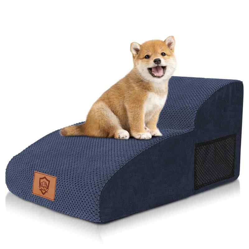 ZNM 犬 階段 ステップ ドッグステップ ペットステップ 2段 犬用踏み台 スロープ 滑り止め 高密度スポンジ安定性よい 取り外し可能カバー 洗濯便利 耐荷重22KG 小型犬 老犬介護 ケガ防止 グレ