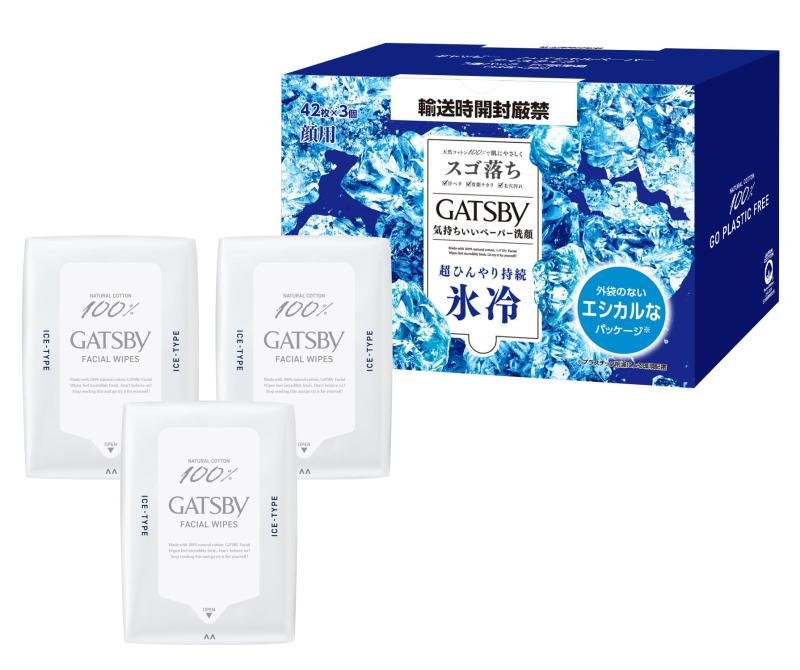 GATSBY(ギャツビー) フェイシャルペーパー アイスタイプ [ 爽快 氷冷 ] メンズ 洗顔シート セット 外装袋レス仕様 42枚×3個 【】