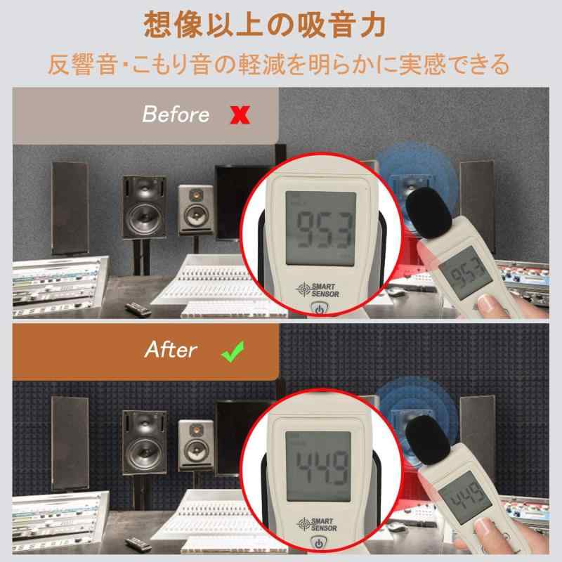 吸音材 【剥がして貼るだけ】 防音材 30 x 30 x 5cm 24枚 極厚 高密度 ウレタンフォーム 吸音スポンジ 吸音パネル 壁・天井用 防音対策 騒音対策 回声低減 難燃 録音室 楽器演奏 在宅ワーク 模様 root-house-10154460 RoothouseStore サンプル画像3