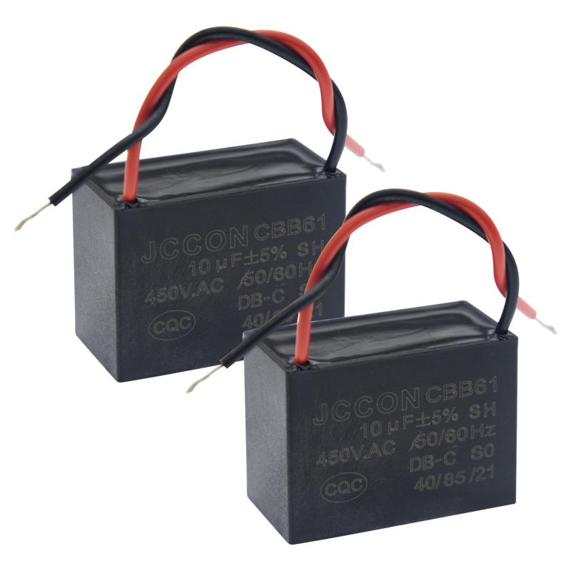 Rakuten - (Pack of 2) CBB61 450V AC 10UF 5% 50/60Hz シーリングファンモータスタート用ランコンデンサ メタライズドポリプロピレンフィルム