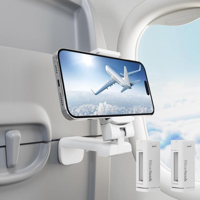 Klearlook 飛行機 スマホスタンド ホルダー 【折畳小型・360度回転】 卓上/クリップ式 スマフォンスタンド 安定性 コンパクト 携帯ホルダー 携帯便利 滑り止め加工 全てのPhoneに対応 キッチン/