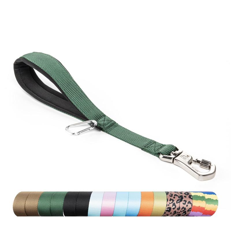 TSPRO ショートリード 大型犬用 トレーニングリード 36cm 頑丈 360 度回転金属バックル クッションハンドル 高耐久ポリエステル(緑 Green-S)